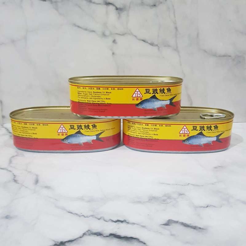

TTS FRIED DACE BLACK BEANS 184 GR Ikan Dace Kaleng Dengan Kacang Hitam