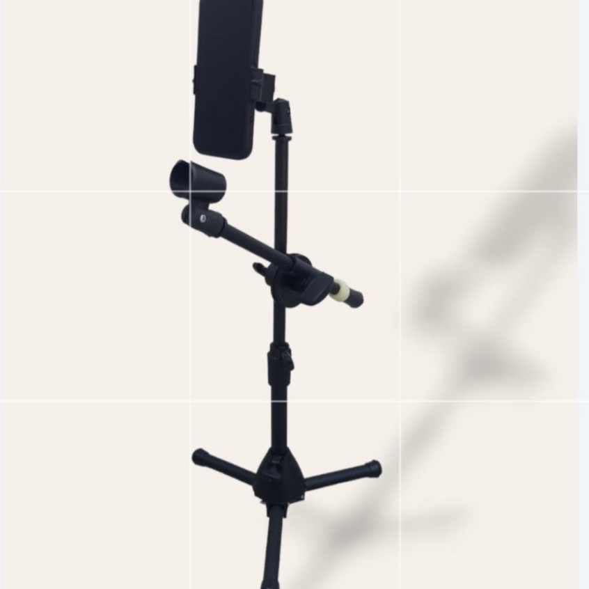 KODE N25B Stand Mic pendek Maruni 2 Holder Mic TEBAL HITAM HOLDER MIC HP NEW