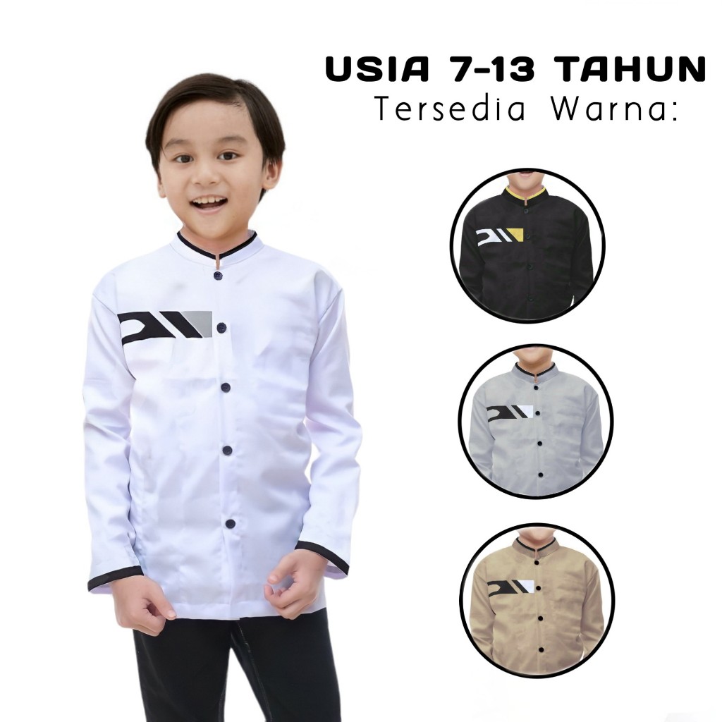 Baju Koko Anak Cowok Remaja Muslim Sekolah Ngaji Tpq Lengan Panjang