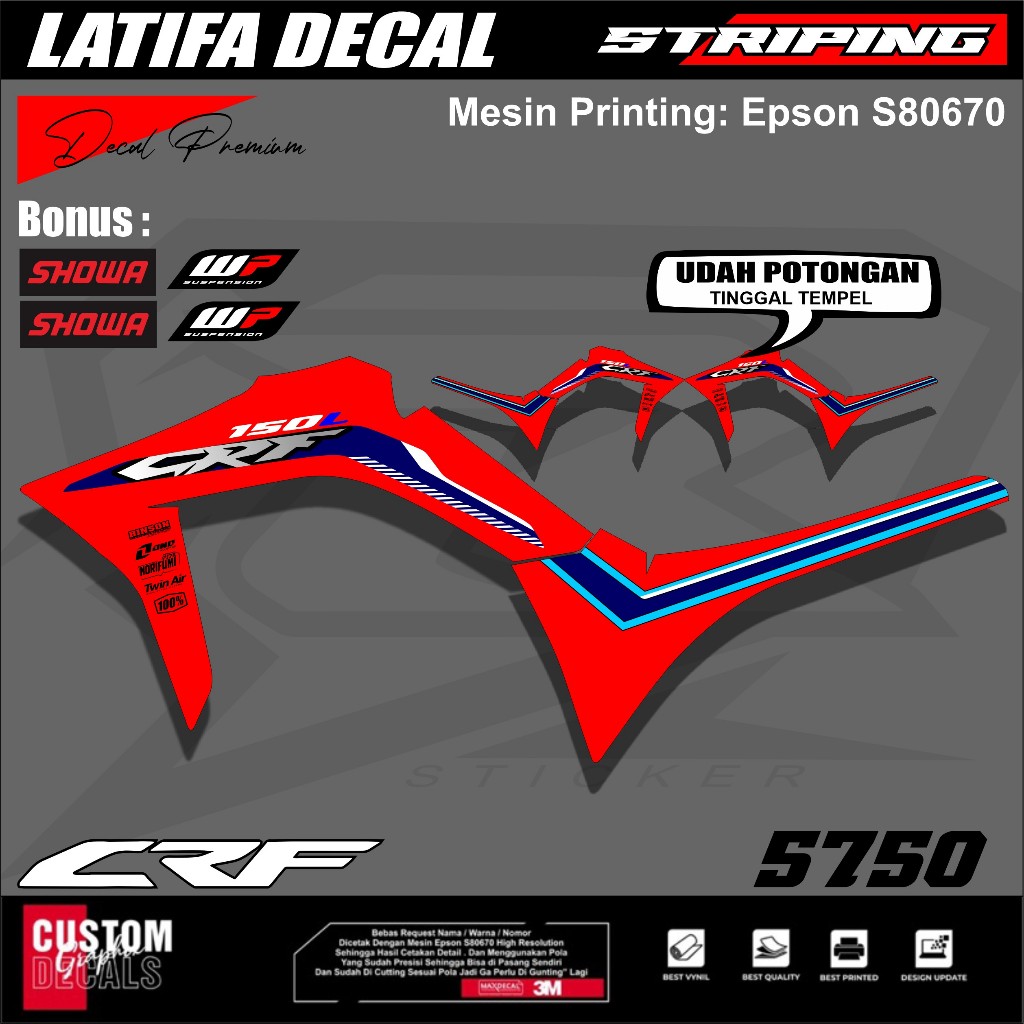Striping New CRF 150L Sticker Ori CRF Stiker CRF Minimalis - Sticker CRF New 2022 Simple