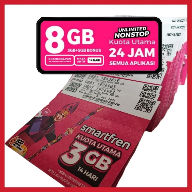 Kartu Smartfren Unlimited Nonstop Perdana Internet Kuota 2GB 3GB 8GB 5GB