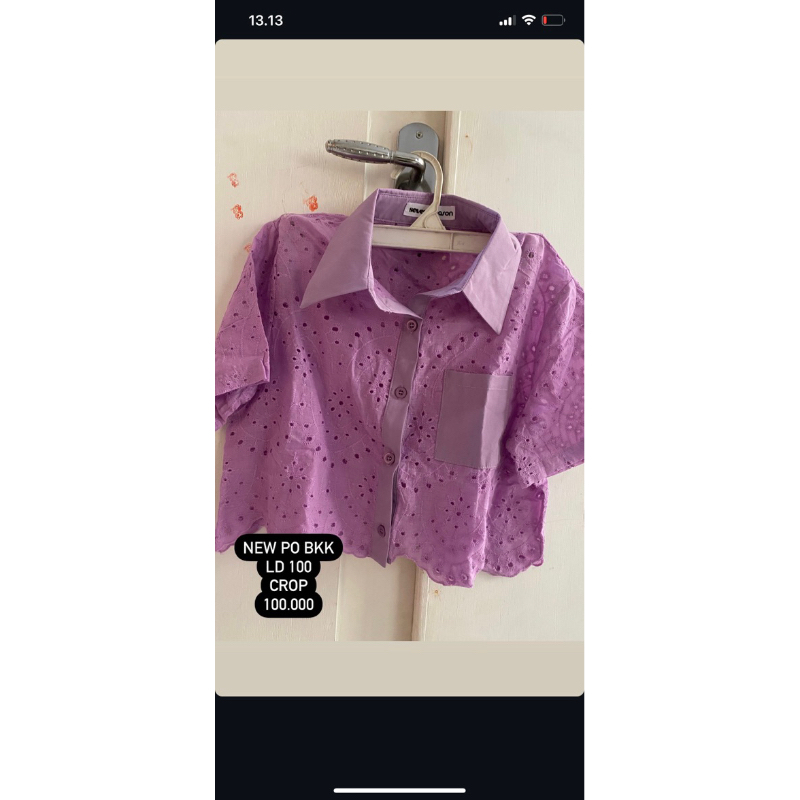 PO BKK Bangkok crop kemeja katun bolong