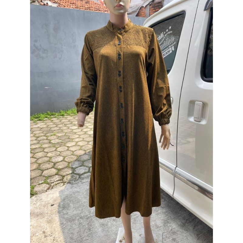 GAMIS MIDI MOTIF SERAT KAYU TERBARU