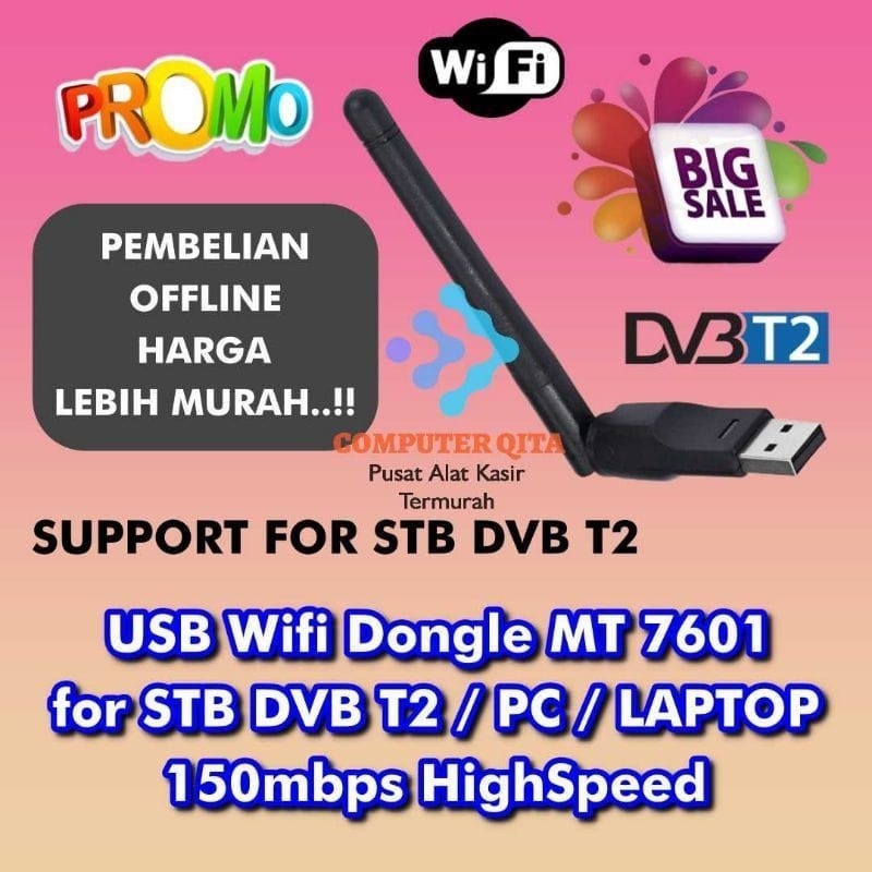 USB WIFI SET TOP BOX DONGLE ANTENA SINYAL INTERNET HOTSPOT STB MT7601 DVB T2 ADAPTER WIRELESS RECEIV