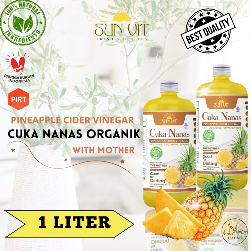 

1 LITER Cuka Nanas Organic With Mother Original Pineapple Vinegar by SunVit