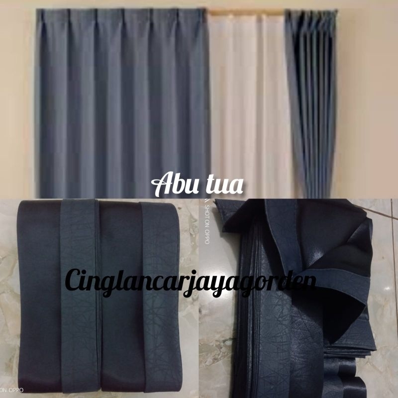 gorden polos tebal abu tua kain premium gorden jendela/pintu