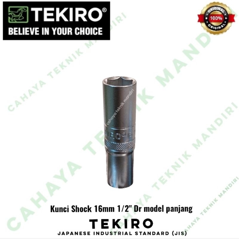 TEKIRO deep wall 16 mm 1/2" Dr mata kunci shock model panjang
