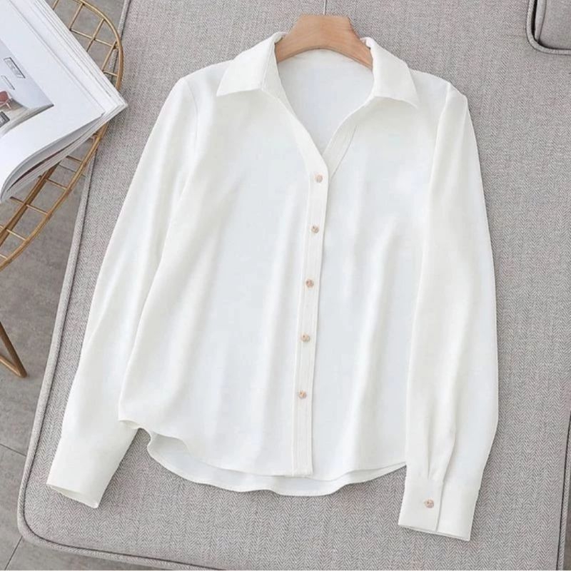 terbaru kemeja polos shakila twill katun wanita / kemeja kerja wanita kantor