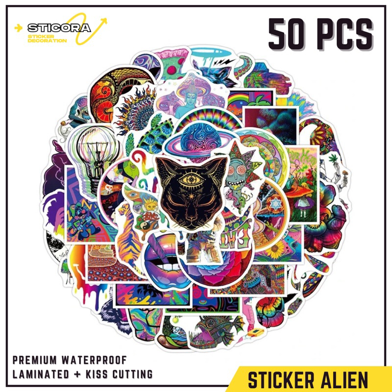 

[50 Pcs] Stiker Pack Alien Grafitti Aesthetic Vinyl Waterproof Laminated Dekorasi Laptop Handphone Thumblr