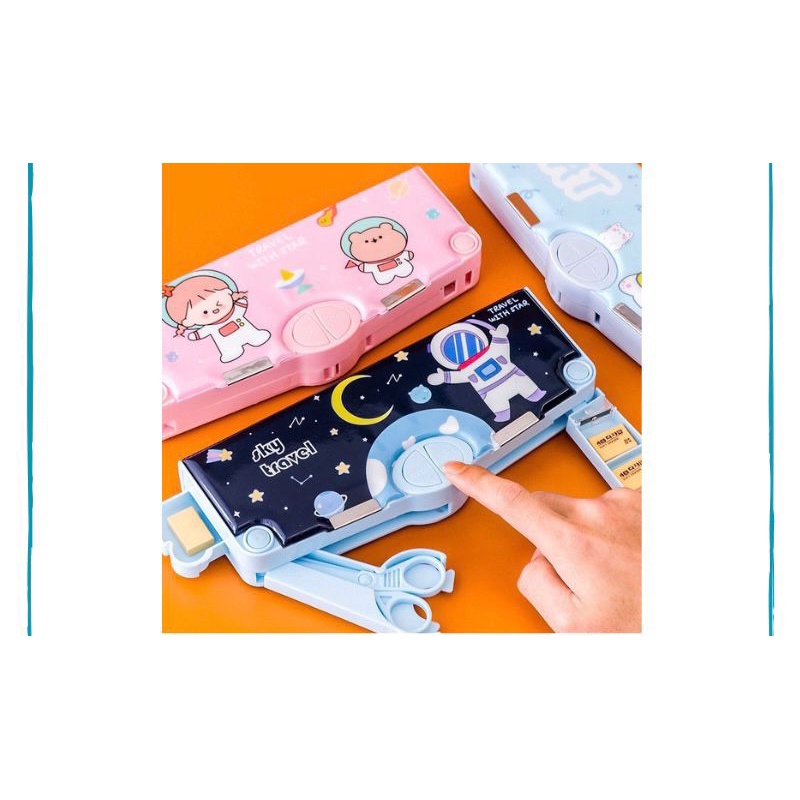 

MURAH MERIAH Kartun Sekolah Utama Kotak Pensil Lapisan Ganda Penyimpanan Pensil Kotak Penyimpanan Penjara Deformasi Multifunksional