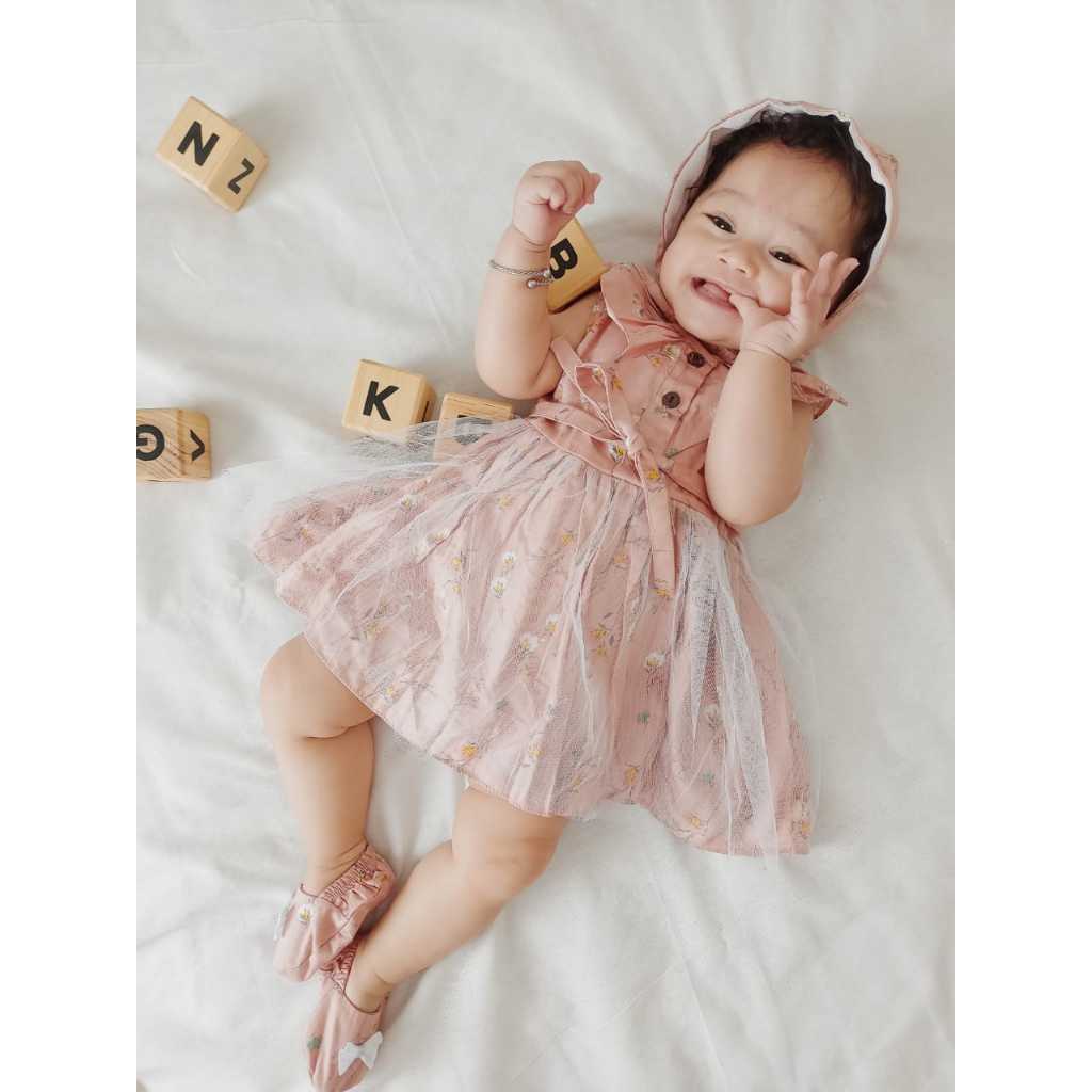 MILLI Smoked Charlotte Beatric BK201 Gwencana  Baju Dress Bayi Faye Darcy Tali  Kelinci Akikah