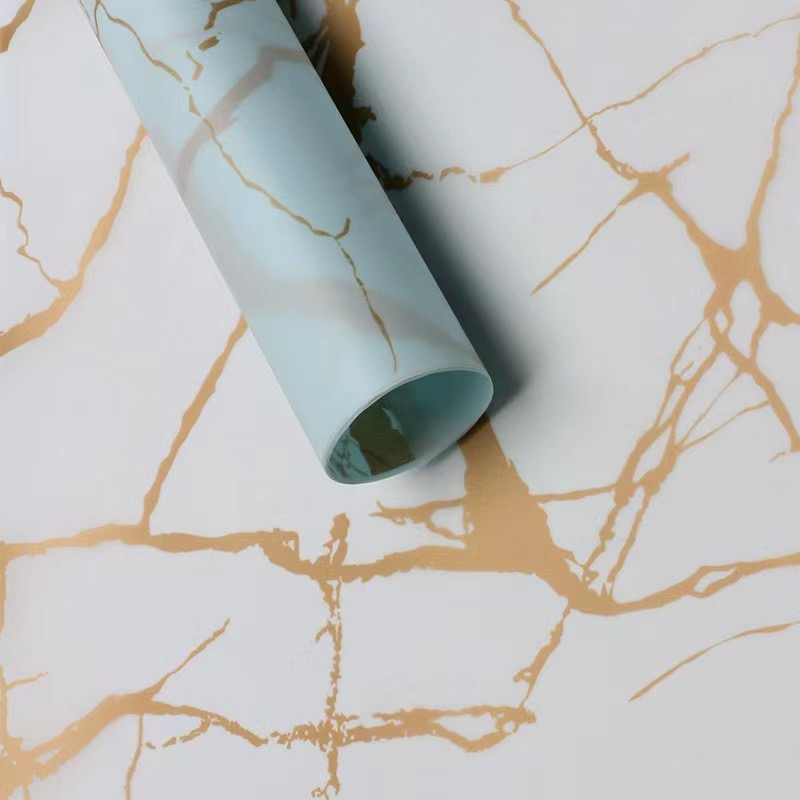 

AESTHETICFLORIST - [5 LEMBAR] FLOWER WRAPPING GOLD MARBLE CELLOPHANE WATERPROOF KERTAS BUKET BUNGA