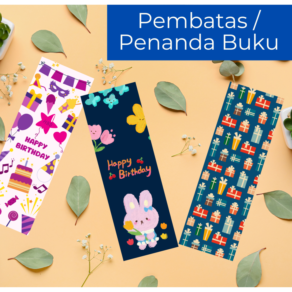 

[10 PCS] Pembatas Buku Premium Tebal / Bookmark Penanda Buku 1 Sisi Tema Happy Birthday School Kids