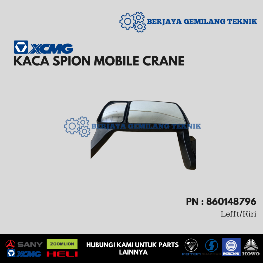 Kaca Spion Mobile Crane XCMG Sparepart QY25K Rearview Mirror Kiri 860148796