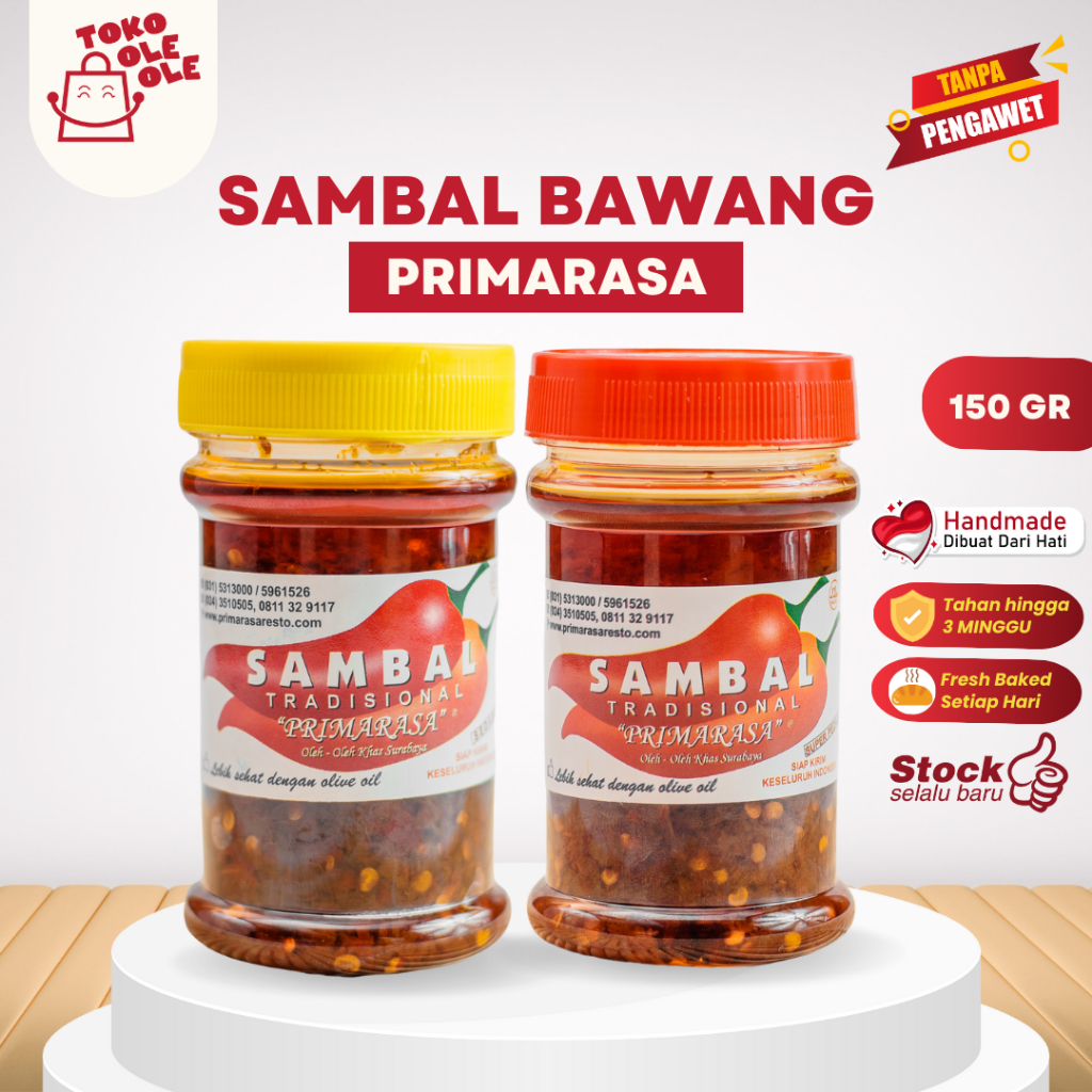 

Sambal Bawang Primarasa Khas Surabaya (Olive Oil dan Tanpa Pengawet) Tradisional 150 gr