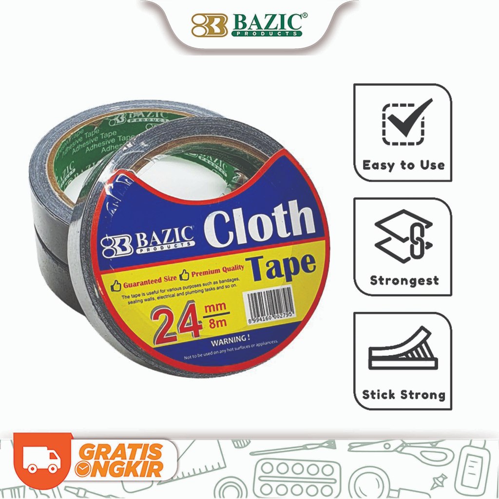 

Bazic Cloth Tape Hot Melt 24mm x 8m Black