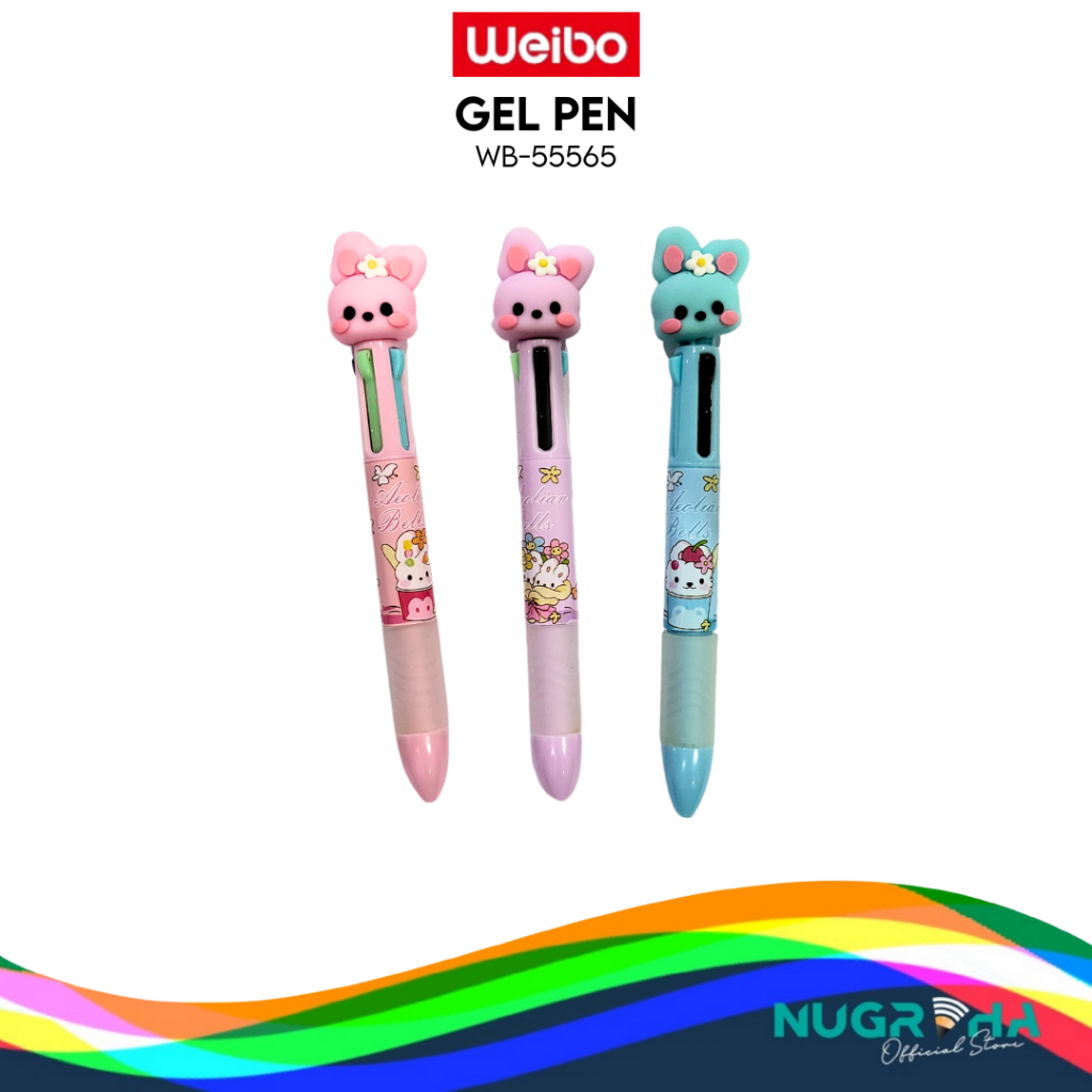 

WEIBO 55565 BALLPOINT PEN PENA PULPEN 4 WARNA CETEK LUCU KARAKTER ANAK