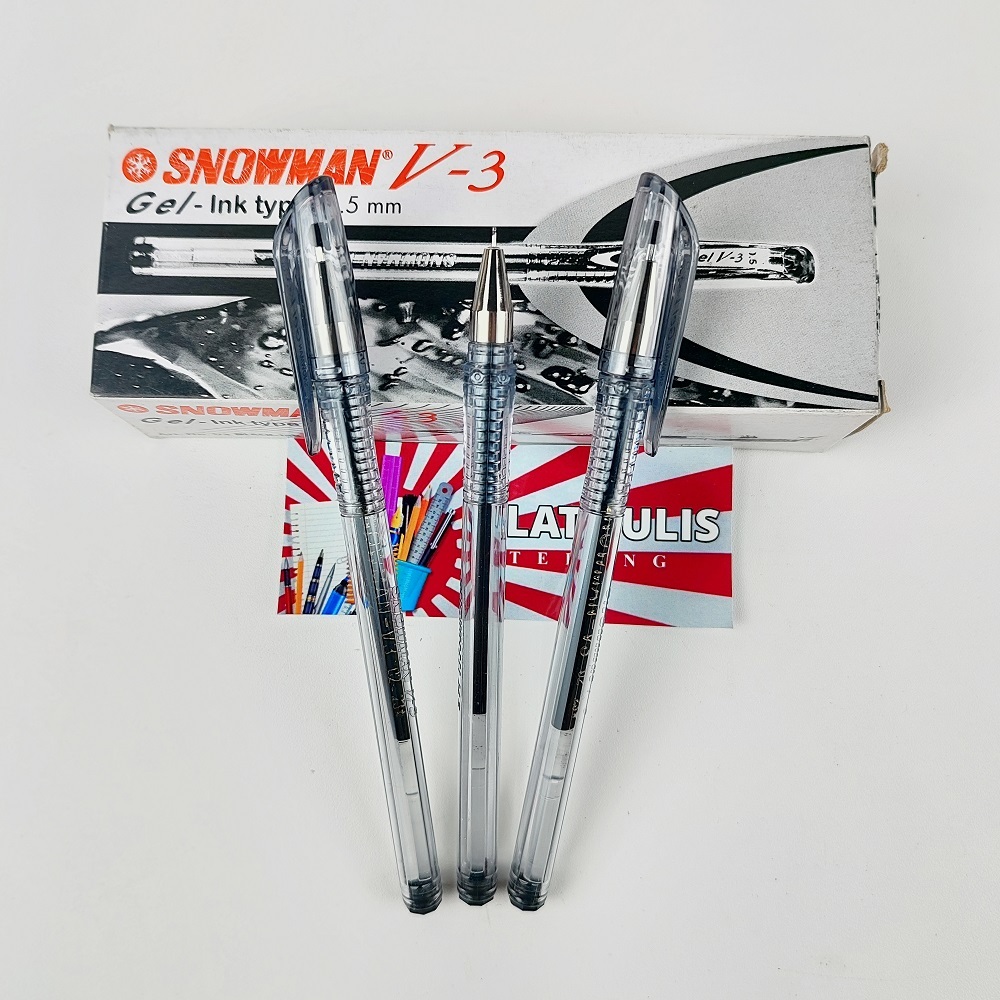 

1Pak Pulpen Snowman V3 isi 12pcs Hitam Pena Gel 0.5mm