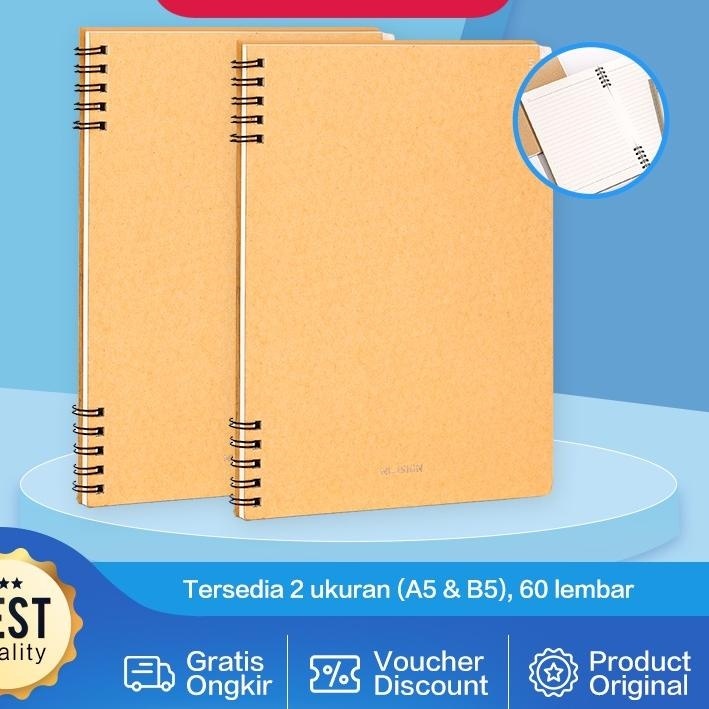 

Nusign Notebook / Buku catatan spiral A5 B5 60 lembar desain simpel NS291