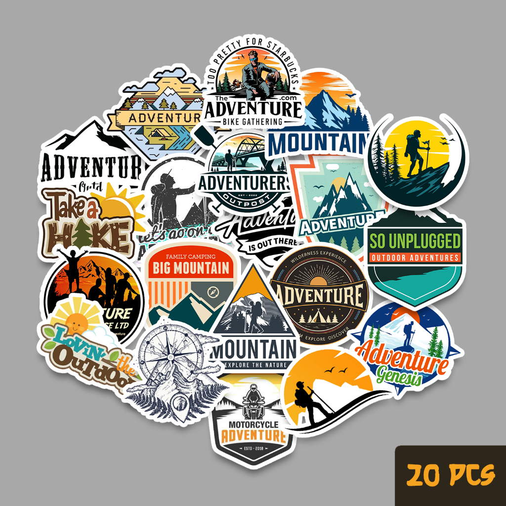

ADVENTURE & CAMPING STICKER PACK | PREMIUM STICKERS | STIKER WATERPROOF LAPTOP KOPER HANDPHONE HELM TUMBLER
