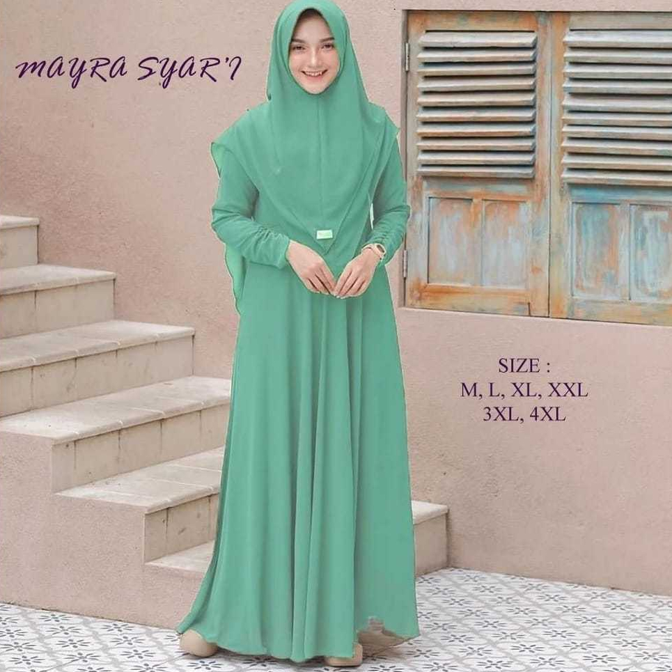 ais_ajja Maira Syar'i Gamis Plus Hijab Terbaru 2025 Set Syari Jumbo wanita mewah baju pengajian plus