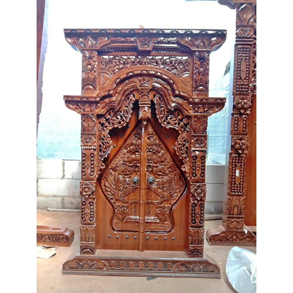 Jendela Rumah Jawa Kayu Jati Ukir Jepara Motif Ukir Kelir Wayang