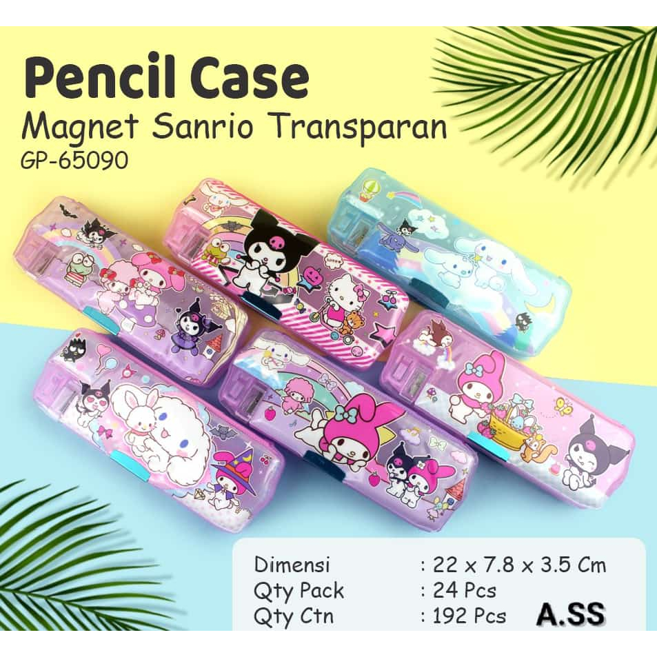 

Kotak Pensil Magnet + Serutan Hellokitty Melody Cinnamoroll Kuromi Pompompurin