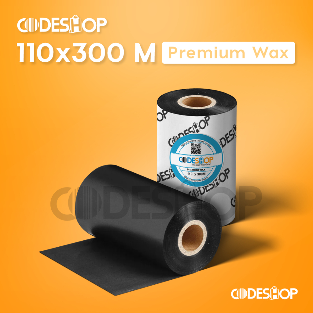 

Ribbon Barcode 110 X 300 Meter Codeshop Premium Wax Printer Barcode