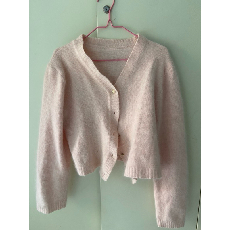 pink fur cardigan