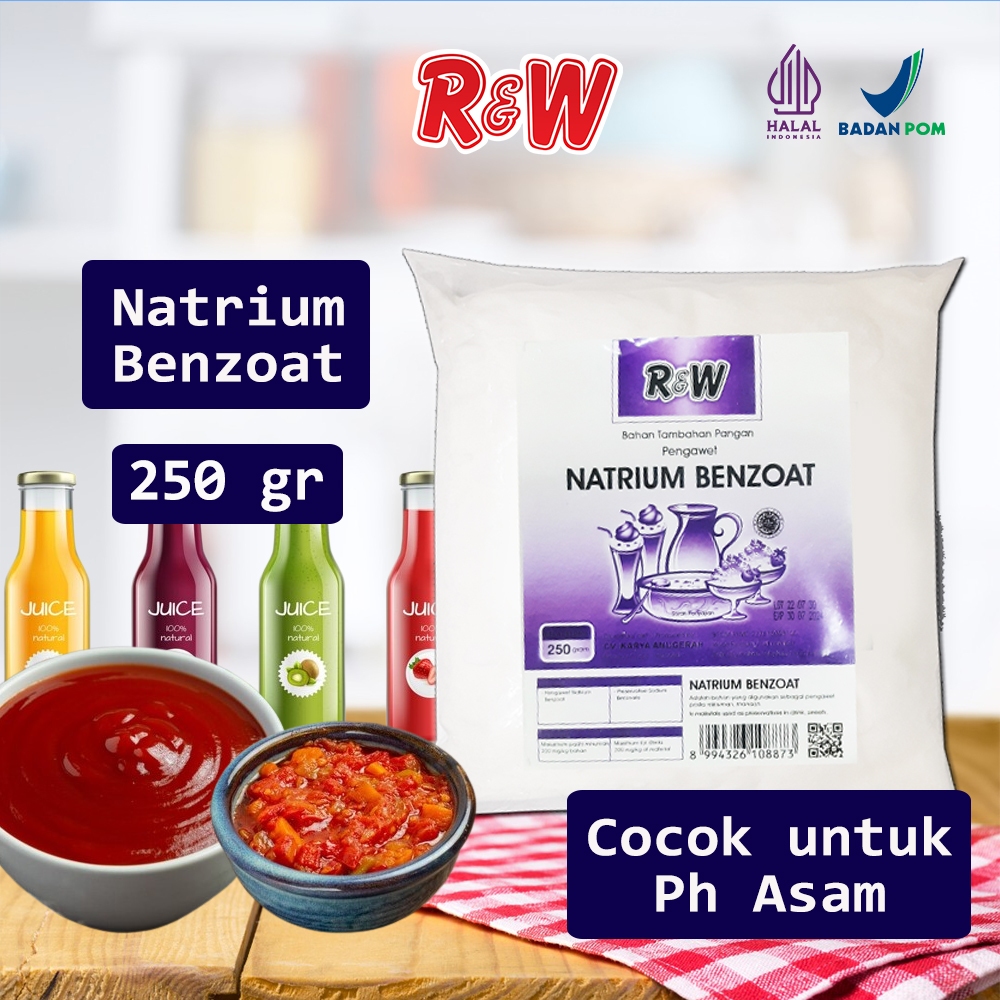 

Natrium Benzoat Pengawet Makanan Minuman Rajawali R&W RW 250 g