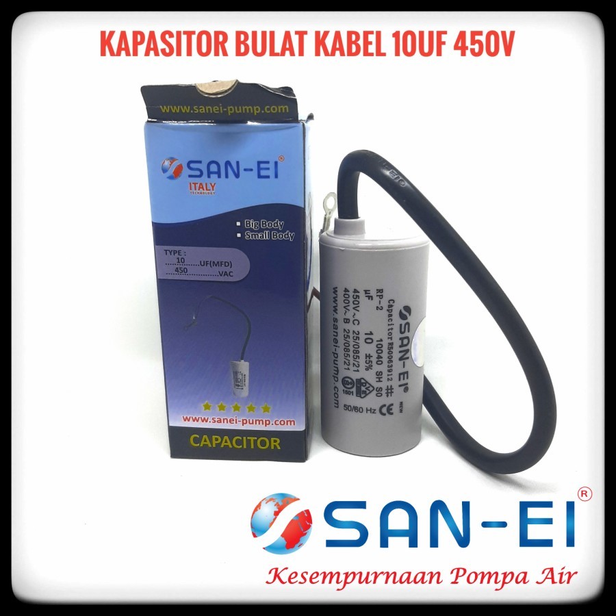 kapasitor bulat / kabel pompa air 10uf