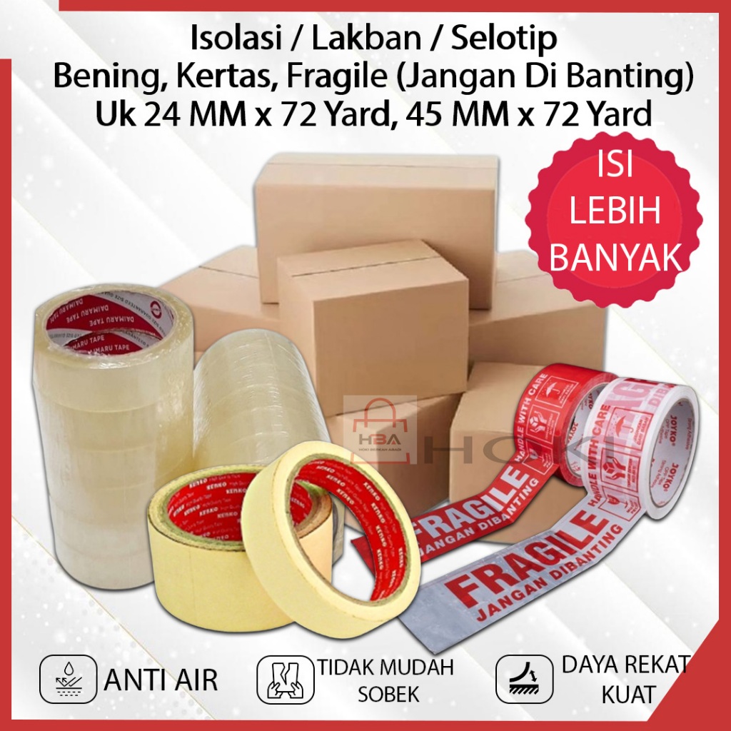 

Lakban BENING KERTAS FRAGILE Jangan Di Banting Uk 24mm x 20m 45mm x 72m Lem Kardus Paket Online Shop Isolasi Tape Selotip Solasi
