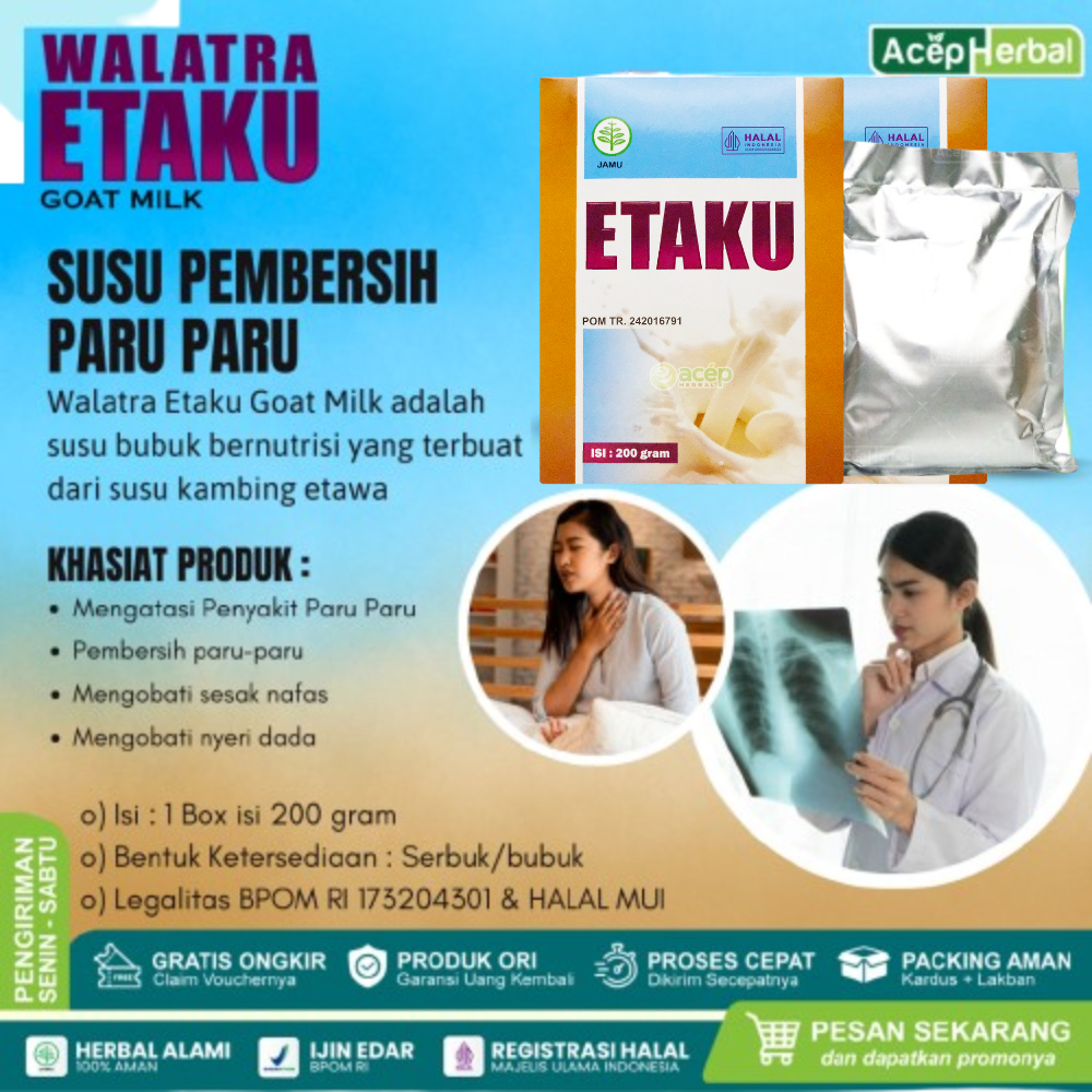 

Walatra Etaku Goat Milk Susu Pembersih Paru Paru, Flek Paru Paru, Susu Pembersih Paru Paru