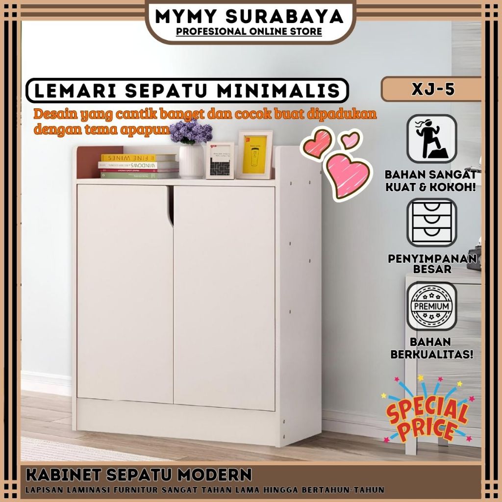 MYMY.SURABAYA Lemari Sepatu Minimalis Rak Sepatu Kayu Rak Sepatu Kabinet Sepatu Tertutup Modern XJ-5