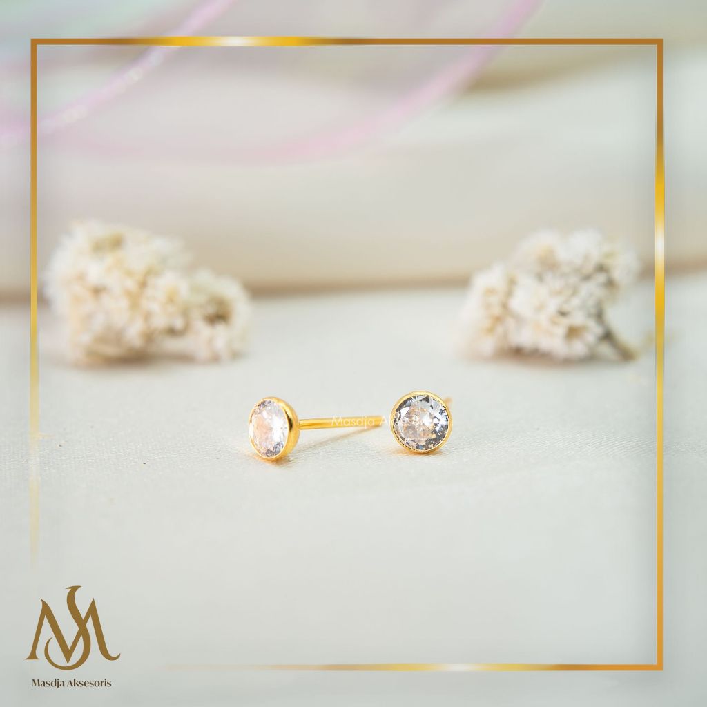 Ay00 Masdja Giwang/Anting Tusuk Dewasa Emas Muda Simpel dan Mewah Dapat Nota Emas