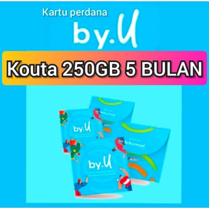 kartu perdana by.u unlimited Telkomsel 250 GB(6 bulan)