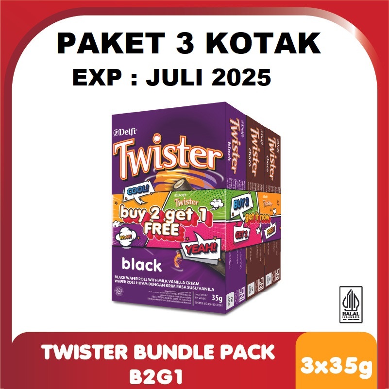 

BUNDLE TWISTER BLACK VANILLA CHOCOLATE 35G BUY 2 GET 1 FREE