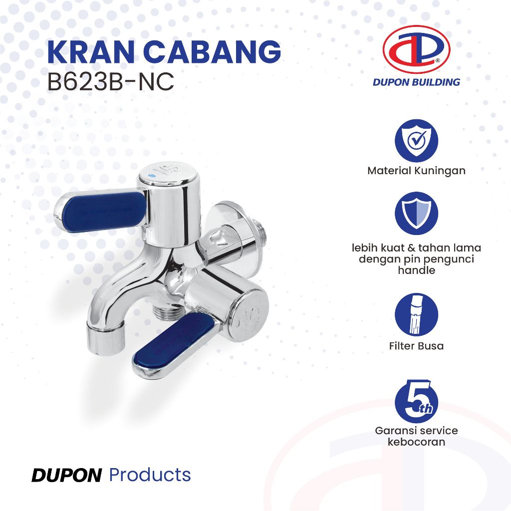 DUPON Kran Cabang Shower Bak Mandi Double / 2 Way Wall Faucet B623B-NC