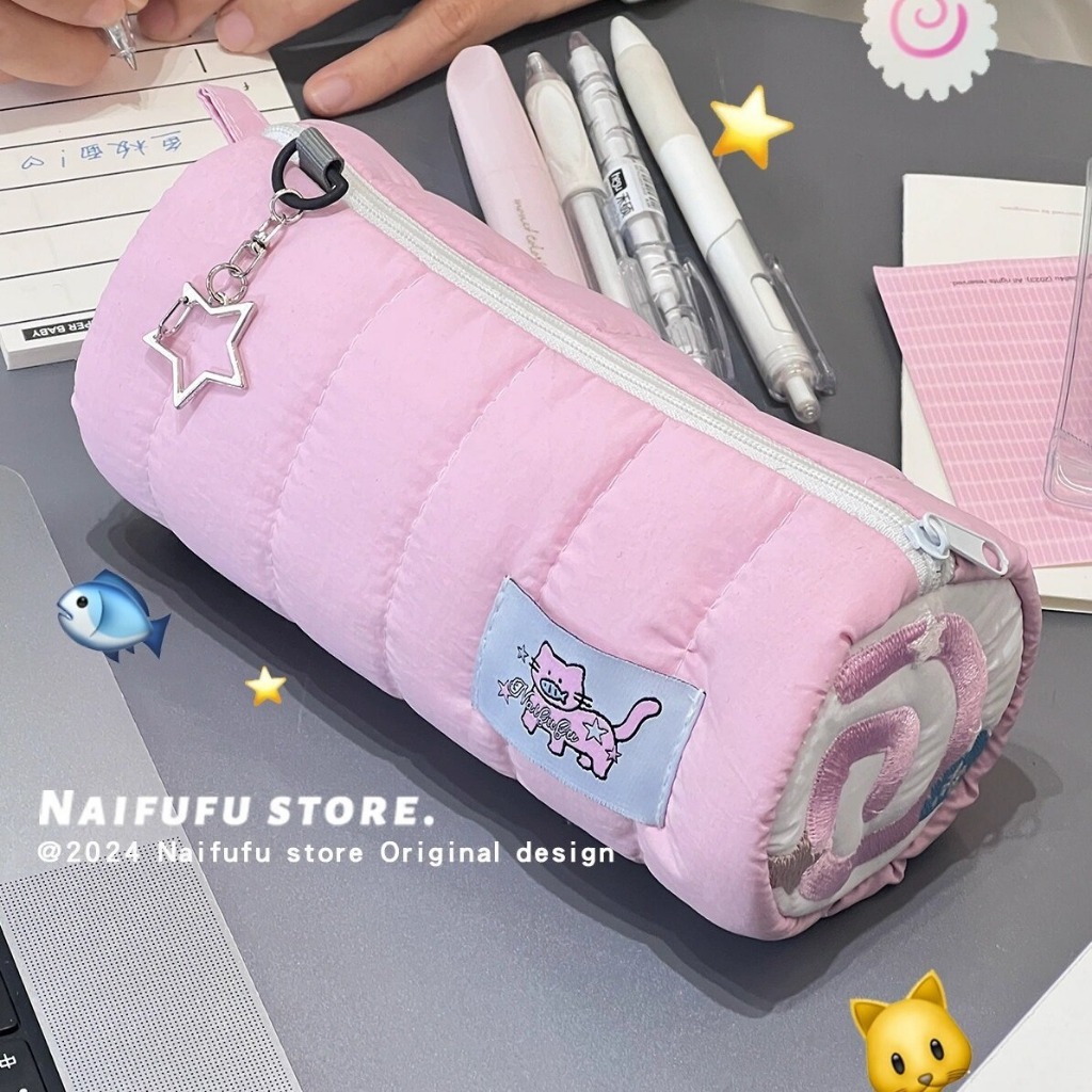 

Cute Fish Board Pink Cat Pen Bag Japanese Large Capacity Student Pencil Case Storage Bag Stationery Box