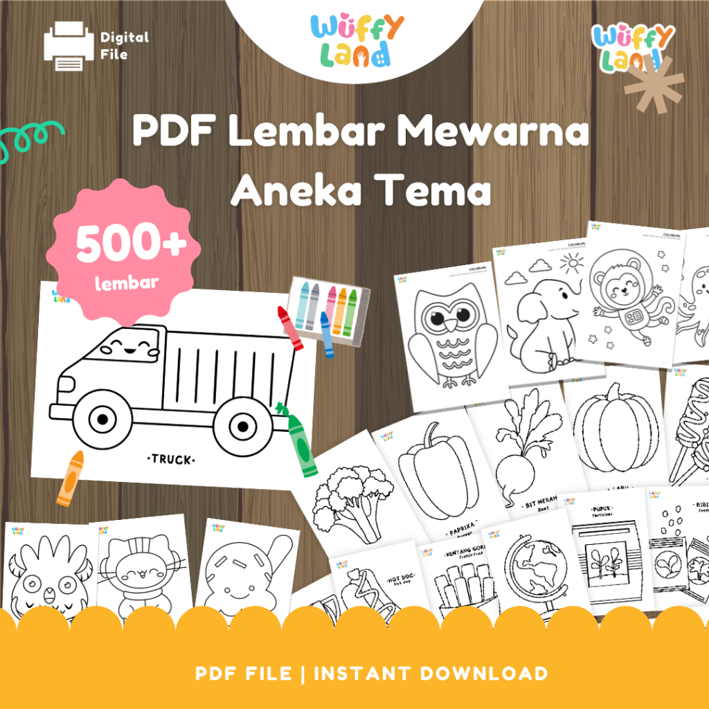 WUFFYLAND PDF Printable Lembar Mewarnai PDF Lembar Kerja Anak Paud, 2 3 4 5 6 Tahun