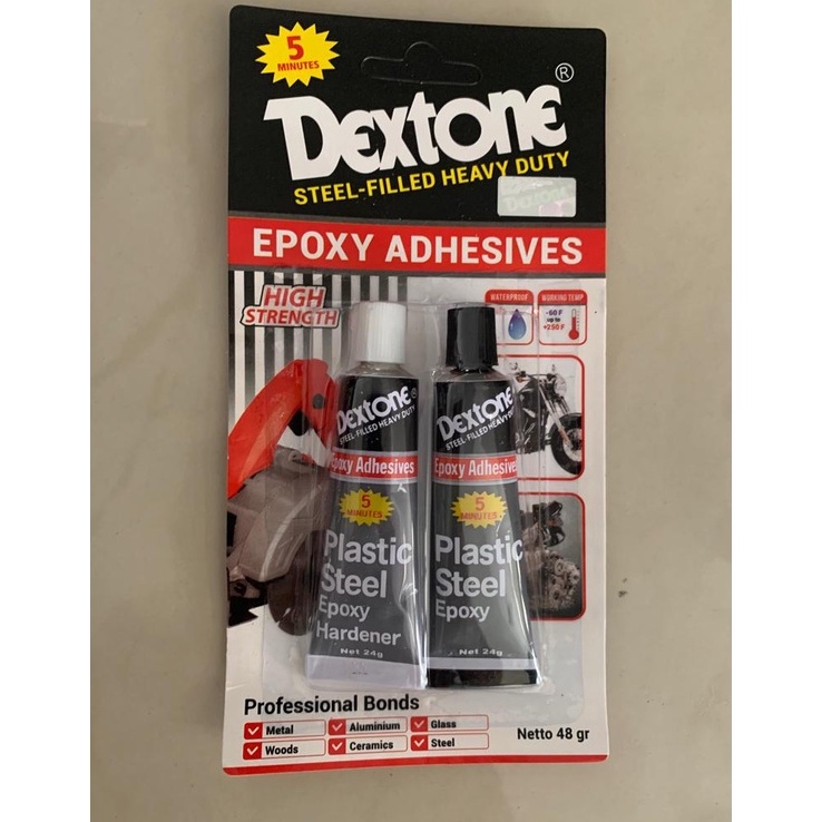 

LEM DEXTONE 5 MENIT 48GR PLASTIC STEEL HARGA PER DUS ISI 12ST KODE I3P9