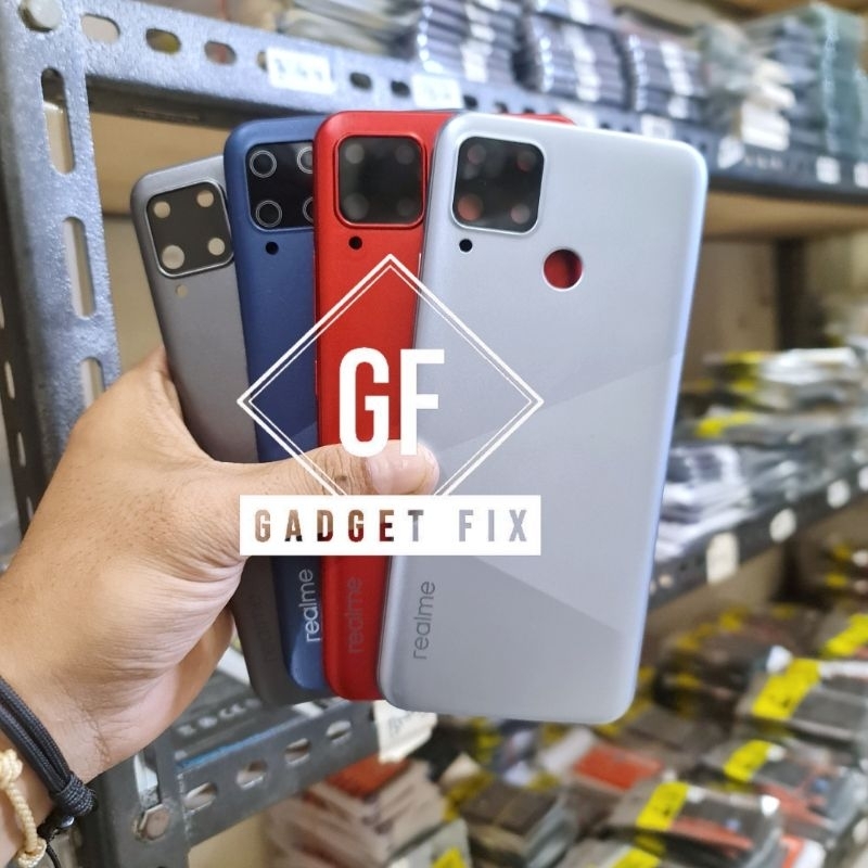 Backdoor Tutup Belakang Housing HP Realme C15 RMX2180 Bekdor Back Cover Casing Kesing Rilmi