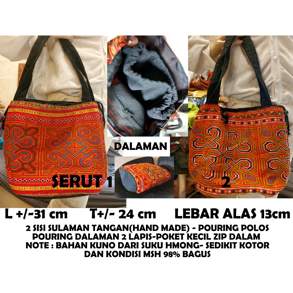 tas handmade/tas bordiran import/tas thailand/tas slempang/tas etnik/clutch/tas pingang/dompet/tote 