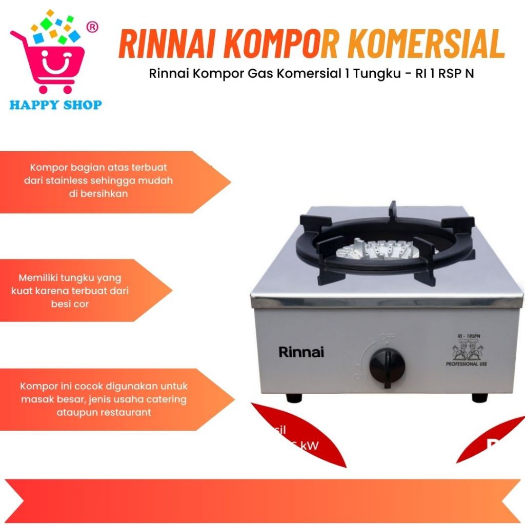 Rinnai Kompor Gas Komersial 1 Tungku - RI 1 RSP N