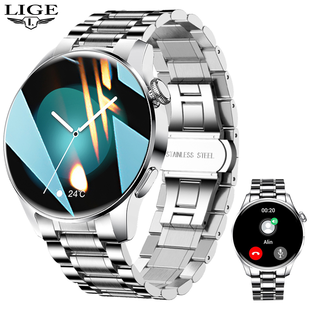 LIGE Jam Tangan Pria Smart Watch Men Asli  Anti Air Original Multi Fungsi Fitness Sports Bluetooth M