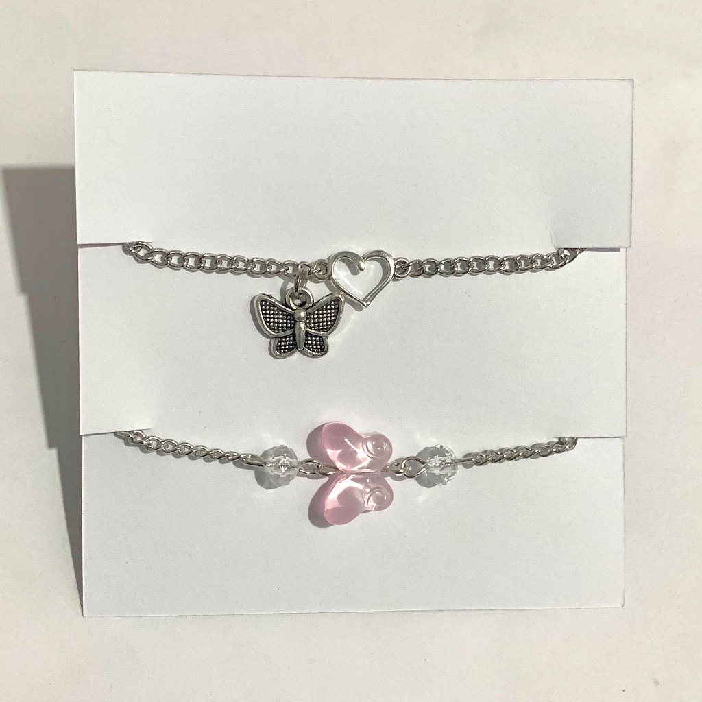 Gelang Silver Rantai Love | Bracelets | Gelang Rantai Aesthetic | Gelang Wanita Korea | Gelang Coupl