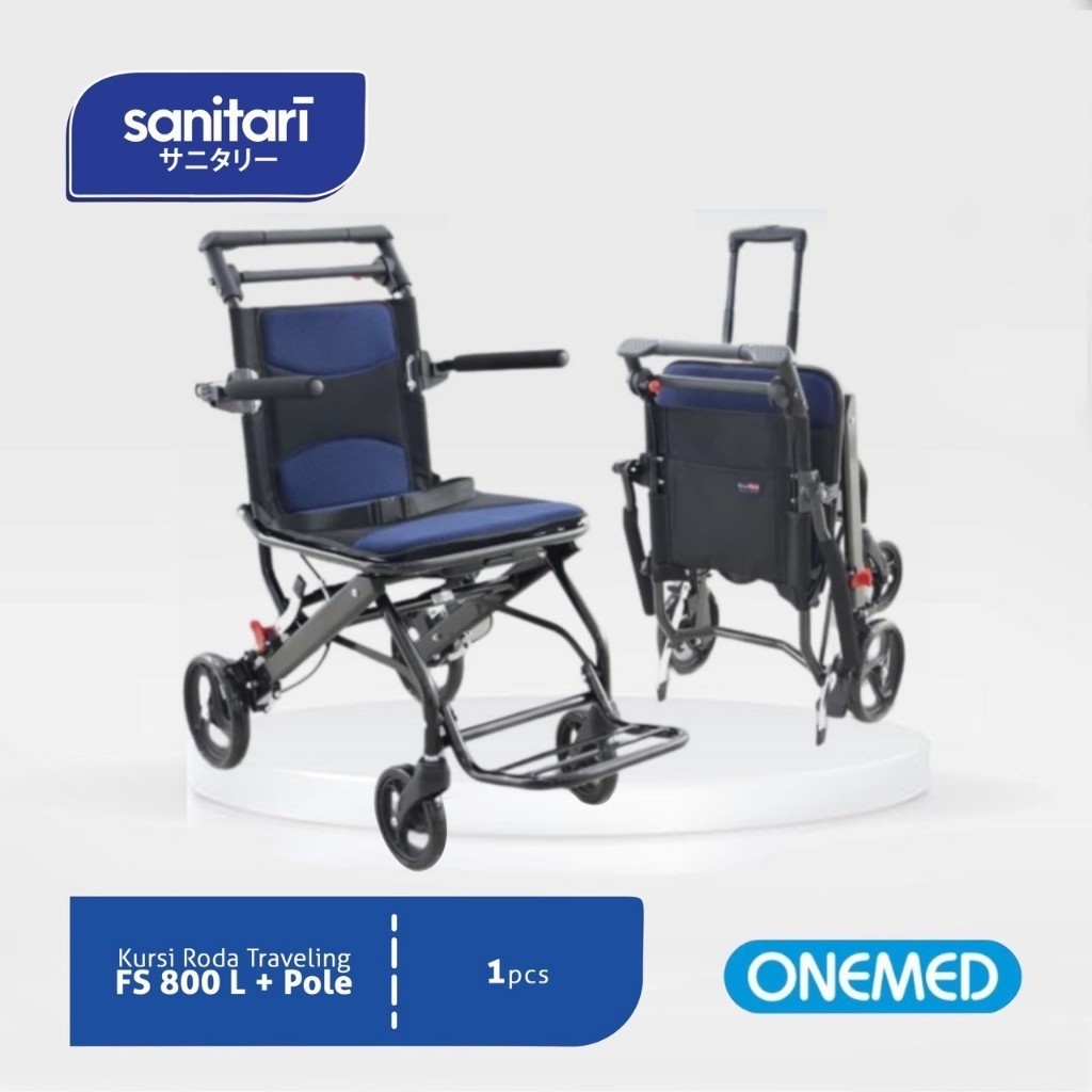 Kursi Roda Travel FS800L with Pole Kursi Roda Travelling Onemed Kursi Roda Lipat Onemed
