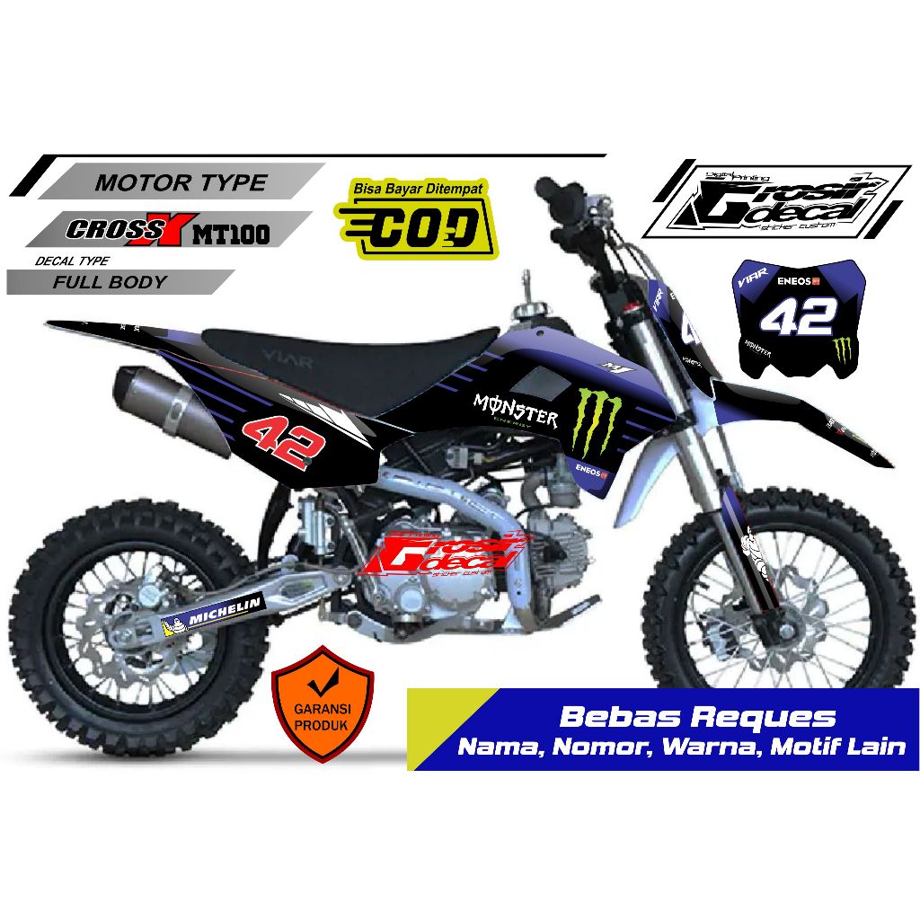 Decal Mini Trail Viar Cross X 100 New Full Body Dekal Mini Trail Viar Cross X 100cc New Free Custom