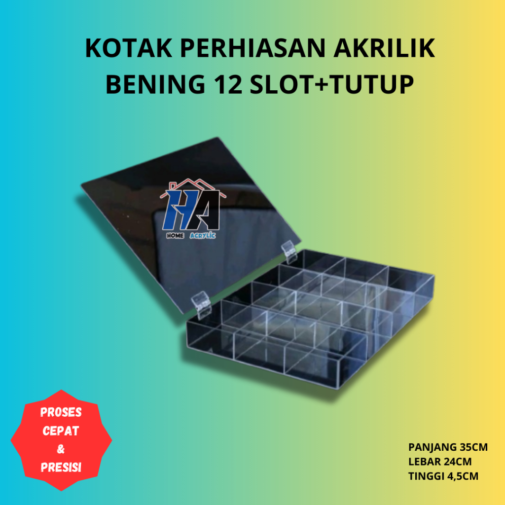 KOTAK PERHIASAN 12 SEKAT AKRILIK MULTIFUNGSI STORAGE JEWELRY ACRYLIC ELEGANT BOX AKRILIK SERBAGUNA