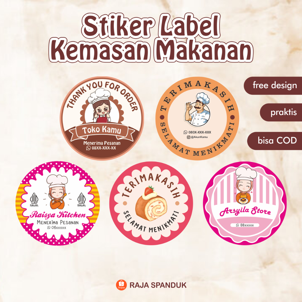

STIKER LABEL KEMASAN MAKANAN CUTTING BISA CUSTOM FREE DESIGN